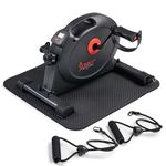 Sunny Health & Fitness Mini Exercise Bike for Home, Under Desk Pedal Exerciser with Resistance Bands & Non-Slip Mat, Bluetooth Mini Cycle Trainer with SunnyFit App, Low-Impact Arm & Leg Workout