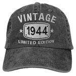 RNFENQS Embroidered Vintage 1944 Baseball Cap Distressed Dad Hat Birthday Gifts for 80 Years Old Men Women Black