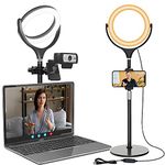 Ring Light with Stand, Desk Ring Light with Phone Holder for Laptop/Video Conferencing/webcam Lighting/Zoom Meetings, 8" Selfie Ring Light for Makeup/Live Streaming/YouTube/Tiktok (Black-2)