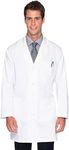 Landau Men's 5-Pocket, Classic Relaxed Fit, 4-Button, Notch Neck, Full-Length Lab Coat 3124, White Sanded, 54L