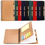 SOUJOY 10 Pack Spiral Notebook, A5 Lined Notepad with Pen, Kraft Paper Notebook with Sticky Notes and Page Marker Colored Index Tabs for School Office