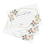 Bliss Collections Advice and Wishes Cards, Blush Floral Geometric Design, Perfect for the Bride and Groom, Baby Shower, Bridal Shower, Graduate or Event! Pack of 50 4x6 Cards