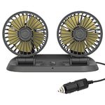 STORE 2508 Car Cooling Fan 12V With 360 Degree Rotation Dual Head And 2 Fan Speed, 60 Millimeters, Multicolor