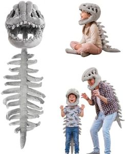 Dinosaur Skeleton Costume 47.2&35.4IN,3D Spinosaurus Skull with Plush Spine