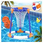 FOSUBOO Water Toys Pool Game - Swimming Pool Toys Basketball Game, Floating Pool Basketball Hoop for Kids Adults, Inflatable Hoop with 2xBalls+Net+Pump Pool Toys for 3 4 5 6 7 Years Old Boys Girls