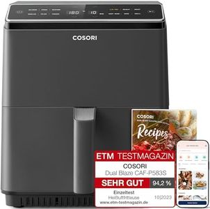 COSORI Heißluftfritteuse XXL, Dual Blaze, 6,4 L(1.8kg) Wifi verbunden, Airfryer mit 12 Multifunktionen, 90+ Online Rezept & Rezeptbuch, Full Touch Screen, 1700W, Dunkelgrau