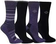Columbia Womens Moisture Control Crew Socks, 4-pair, Plum/Black, One Size