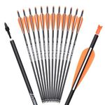 ELONG OUTDOOR Carbon Crossbow Bolts 20 Inch Hunting Archery Arrows with 4" Vanes Replaced Arrowhead Tip (Pack of 12)