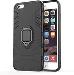 WOW IMAGINE Apple iPhone 6 | 6s Tough Armor Back Cover | Ring Holder & in-Built Kickstand Mobile Bumper Case | Excellent 360 Degree Protection (Carbon Black)