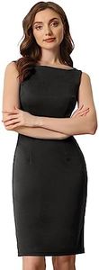 Allegra K Vestido Tubo sin Mangas para Mujer Cuello Barco Casual Vestidos de Oficina Negro XS