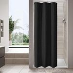 MitoVilla Black Small Stall Shower Curtain 36 x 72, Modern Narrow Half Size Fabric Shower Curtains for Boho Farmhouse Bathroom Decor, 3D Waves Embossed Textured Cloth Shower Curtain 36 inch