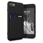 kwmobile Case Compatible with Apple iPhone SE (2022) / iPhone SE (2020) / iPhone 8 / iPhone 7 Case - TPU Phone Cover with Credit Card Holder - Black