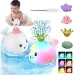 Bath Toys Whale Bath Toy Spray Light Up Whale Automatic Spray Water Bath Bathtub Toys Spray Water Squirt Toy for Toddlers Infants Kids Children Pool Shower Bathroom Toys Spray Water Bath Toy