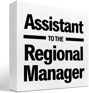Assistance to the Regional Manager Wood Block Sign Desk Decor,Funny Humor Wooden Box Plaque Sign Desk Decor for Home Office Shelf Table Decor Decorations