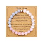 Ayriwoyi Rose Quartz Selenite Bracelet Healing Crystal Bracelet for Women Girls Natural Stone Aquamarine Beaded Bracelet Lover Bracelet Yoga Bracelet