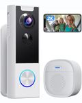 XTU Doorbell Camera Wireless No Subscription, 2K HD Video Doorbell with Chime & Angle Bracket, Battery Powered, 2-Way Audio, PIR Motion Detection, SD Card/Cloud Storage, Compatible with Alexa (White)