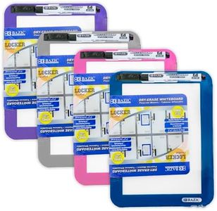 BAZIC Products White Board 5"x7", Magnet Attached to Locker, Small Plastic Frame Dry Erase Board 1 Dry Erase Marker, 4-Pack