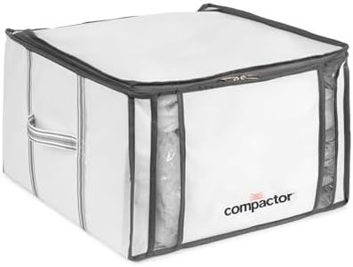 Compactor Vacuum Bags + Semi-Rigid Box, Space Saving Storage Bags, Seal Bags Compression for Comforters and Blankets, Sealer Clothes Storage, Size M, 125L | White
