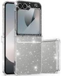 ASAFCASE for Samsung Galaxy Z Flip 6 Case, Stylish & Slim Design Case with Hinge Protection & Outer Screen Protector, Shockproof Protective Phone Cover for Samsung Galaxy Z Flip 6 2024, Glitter Clear