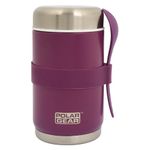 520ml Insulated Food Flasks for Hot Food – Double-Wall Stainless Steel Hot Food Flask with Spoon – Thermal Lunch Box Keeps Meals Drinks Hot or Cold for 6 Hours – Leakproof Soup Containers (Grape)