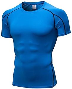 Homme de Sport Outdoor Quick Dry Short Sleeved Men's Tee Tops T-Shirt Bleu M