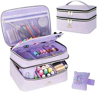 MATEIN Sewing Supplies Organizer, Double-Layer Sewing Box Organizer Accessories Storage Bag, Large Sewing Basket Needle Case Water Resistant Travel Women Sewing Gifts for Thread, Pins, Kit, Purple