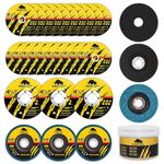 PRETEC Grinding & Cutting Wheels 4 1/2 inch Set, 20 Packs 4.5" Cut Off Wheels, 3 Packs 4.5" Grinding Wheels, 4.5" 40/60/80 Grit Flap Discs for Cutting Grinding Polishing