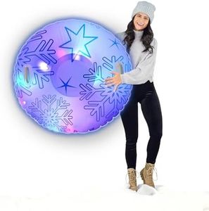 SnowCandy Jumbo LED Snow Tube – Extra-Wide Inflatable Sled for Kids & Adults – Multicolor LED Lights, Heavy-Duty PVC, Cold-Resistant, Supports Up to 250 lbs