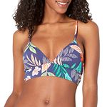 Hobie Junior's Midkini Hipster Bikini Swimsuit Top, Navy//Hibiscus Jungle, X-Small