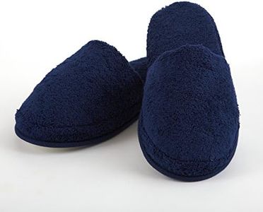 Turkish Luxury Spa Slippers for Men and Women, 100% Cotton Terry House Slippers Indoor/Outdoor, Made in Turkey Medium Navy