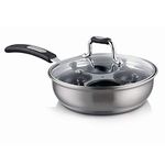 Gourmet 20cm Stainless Steel 4 Cup Egg Poacher 2in1 Pan - Suitable for All Cooker Tops - Oven & Dishwasher Safe.