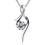 B.Catcher Necklaces 925 Sterling Silver Pendant Necklaces Cubic Zirconia Twist Heart Jewellery