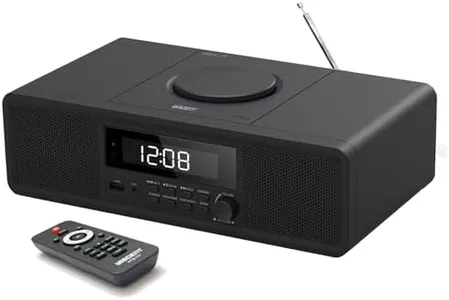 Compact Home Stereo System CD Player,Clear 20W RMS Sound System with FM Radio,Bluetooth,USB,MP3,AUX,Digital Dual Alarm Clock,CD-R/CD-RW/MP3/WMA Playback(Black)