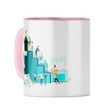 YuBingo Gift for Team Colleagues - Ceramic Coffee Mug, Tea Cup, Office Gift, Gift for Colleague, Boss, Subordinate, Peer (Pink Inner & Handle, Tea Cup, 320ML)