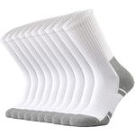 Ortis Cotton Moisture Wicking Breathable Work Boot Cushion Crew Socks for Men 10 Pack(WhiteGrey XL)