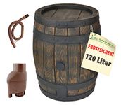 Sale! Rain Barrel Rain Water Butt Rainsaver Rainwater Storage Tank Wine Cask Appearance Rain Water Collection Oak Barrel Look with Tap and Childproof Lid (with filter and removal set brown)