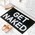 Get Naked Bath Mat Cute Bathroom Rugs Non Slip Microfiber Absorbent Bath Rugs Funny Bathroom Decor Black Bath mat for Tub and Shower,Machine Washable,20”x32”