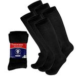 6 Pairs of Diabetic Over The Calf - Knee High Cotton Socks (Black - 6 Pairs, Fit Men's Shoe Size 12-15)