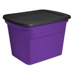 Sterilite 18 Gallon Storage Tote Stackable Plastic Bin with Lid, Purple, 8 Pack