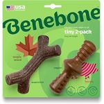 Benebone 2-Pack Maplestick/Zaggler Durable Dog Chew Toys, Real Bacon, Real Maplewood, Tiny