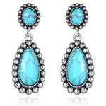 Turquoise Dangle Earrings 925 Sterling Silver for Women Drop Earrings Boho Western Costume Jewelry for Women (oval)