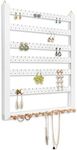 Mymazn Easy Assemble Solid Beech Wood Earring Hanging Necklace Holder Hanger Wall Mount Jewelry Organizer Rings Scruncies Organization