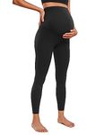 CRZ YOGA Womens Butterluxe Maternity Leggings Over The Belly 25" - Buttery Soft Workout Activewear Yoga Pregnancy Pants Black Small