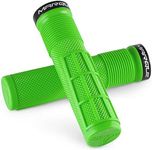 MARQUE Race Mountain Bike Handlebar Grips – Single Lock-On Ring Collar MTB and BMX Bicycle Handle Bar with Non-Slip Grip, Knurly Gritty Pattern and Half Waffle Pattern (Green)