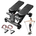 CURSOR FITNESS Steppers for Exercise, Mini Stair Stepper, Desk Step Machine with Dual Resistance Bands for Home Exercise