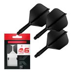 TARGET Darts K Flex Integrated Dart Flight and Shaft, No.6 Black (Short) | Pack of 3 K-Flex - No 6, Precision Moulded 2-in-1 Dart Flights and Dart Stem | Professional Dart Accessories