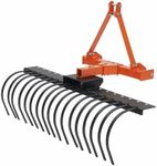 50 in Landscape Rake,3 Point Hitch Tractor Rake Category-0 Cat-1 Tractor with 360 Degree Rotation,Replaceable Spring Steel Tines, Quick Mount for Clearing Brush, Raking Arenas, Soil Preparation