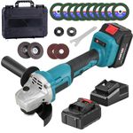 21V Cordless Angle Grinder 100mm, Power Angle Grinder Tools 4-1/2 Inch with 4.0Ah Batteries & Fast Charger, 9000RPM Brushless Motor Metal Grinder, Flap Disc for Cutting, Polishing (B)