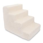 Best Pet Supplies 4-Step Foam Pet Stairs/Steps, 24 by 15 by 19-Inch, White Lambswool