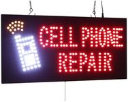 Cell Phone Repair Sign, 24"x12", 60x30cm, TOPKING, Signage, LED, Bright, Open, Signboard, Display, Grand Opening, Gift